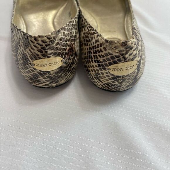 Jimmy Choo London Snakeskin Embossed Leather Flats Shoes Size 38 1/2 US 8 - Picture 5 of 10